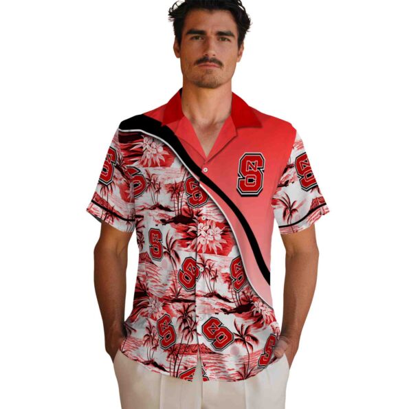 nc-state-wolfpack-sunset-palms-red-white-hawaiian-shirt-fashion-forward nc state wolfpack sunset palms red white hawaiian shirt fashion forward