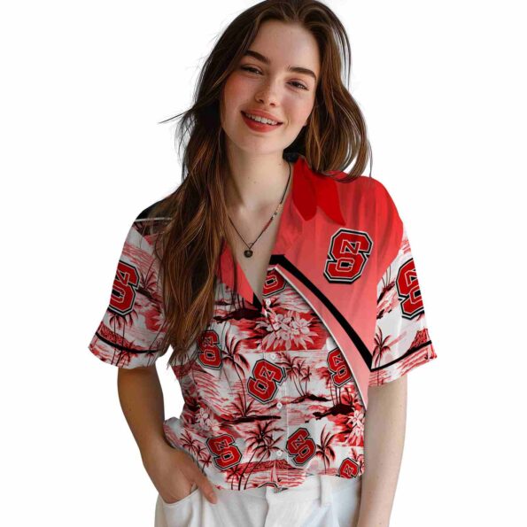 nc-state-wolfpack-sunset-palms-red-white-hawaiian-shirt-latest-model nc state wolfpack sunset palms red white hawaiian shirt latest model
