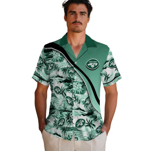 new-york-jets-sunset-palms-green-white-hawaiian-shirt-fashion-forward new york jets sunset palms green white hawaiian shirt fashion forward