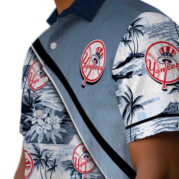 new-york-yankees-sunset-palms-navy-white-hawaiian-shirt-trendy new york yankees sunset palms navy white hawaiian shirt trendy
