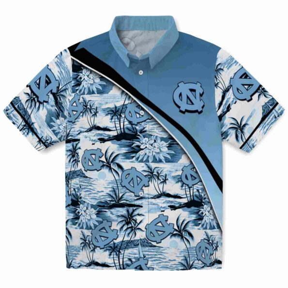north-carolina-tar-heels-sunset-palms-light-blue-white-hawaiian-shirt-best-selling north carolina tar heels sunset palms light blue white hawaiian shirt best selling