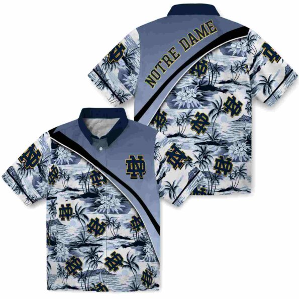 notre-dame-fighting-irish-sunset-palms-navy-white-hawaiian-shirt-high-quality notre dame fighting irish sunset palms navy white hawaiian shirt high quality