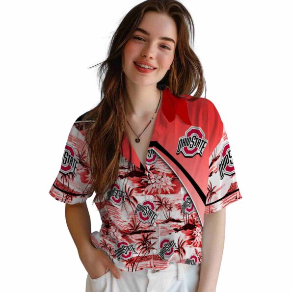 ohio-state-buckeyes-sunset-palms-scarlet-white-hawaiian-shirt-latest-model ohio state buckeyes sunset palms scarlet white hawaiian shirt latest model