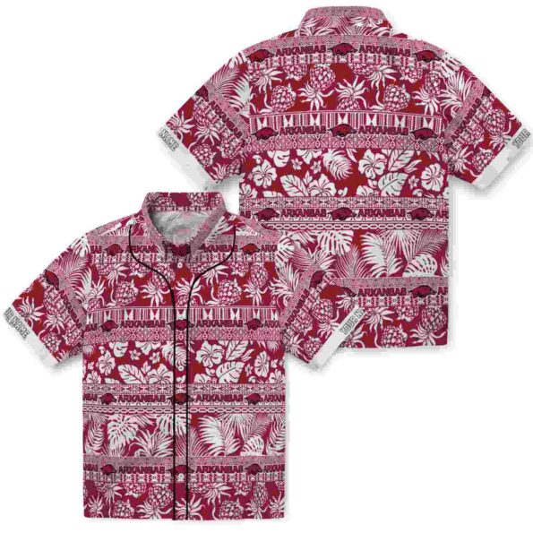 personalized arkansas razorbacks tribal stripes red white hawaiian shirt high quality