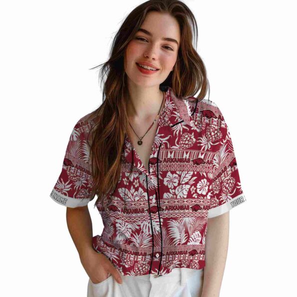 personalized arkansas razorbacks tribal stripes red white hawaiian shirt latest model
