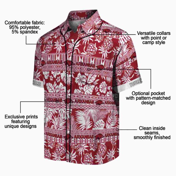 personalized arkansas razorbacks tribal stripes red white hawaiian shirt new arrival