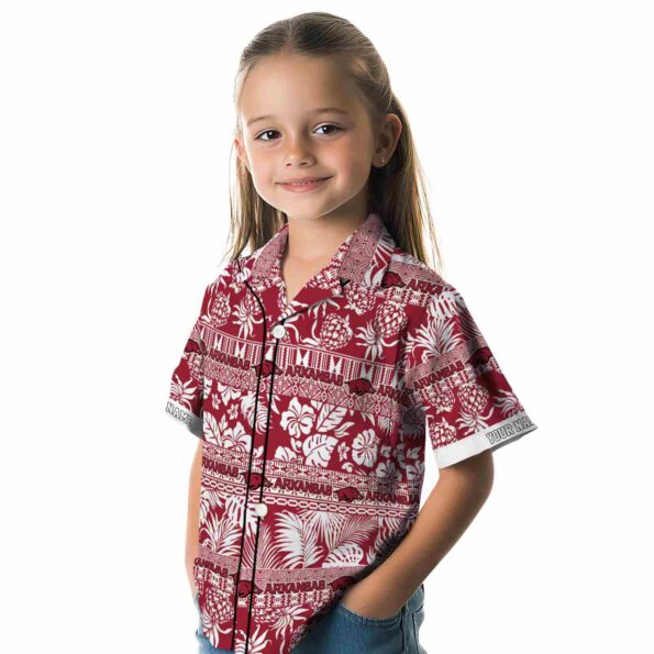 personalized arkansas razorbacks tribal stripes red white hawaiian shirt premium grade