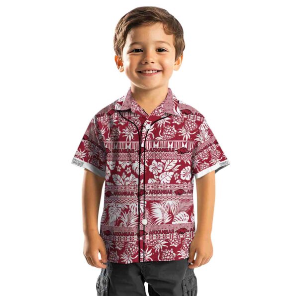 personalized arkansas razorbacks tribal stripes red white hawaiian shirt top rated