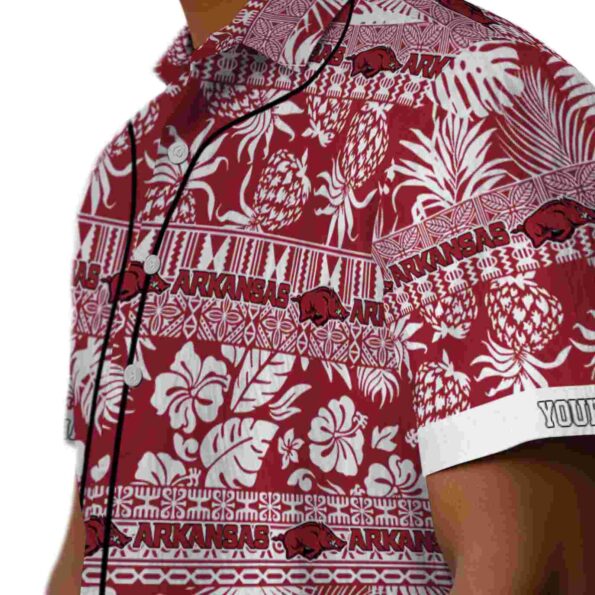 personalized arkansas razorbacks tribal stripes red white hawaiian shirt trendy