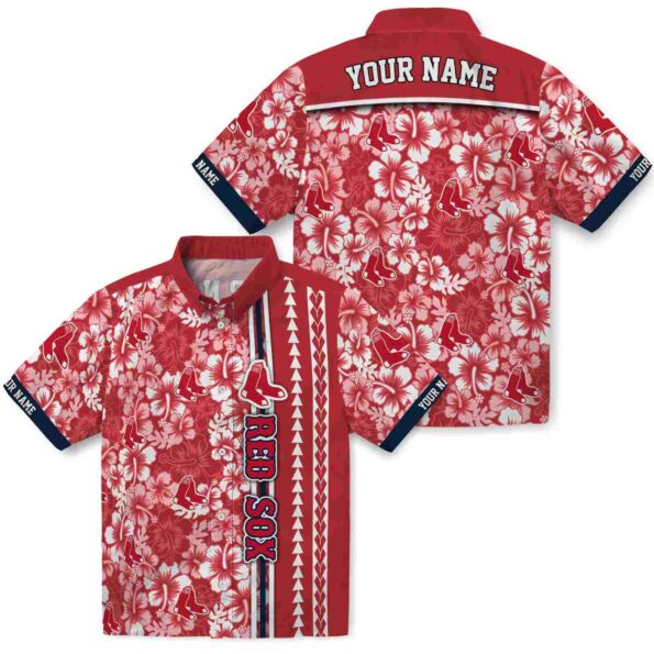 personalized-boston-red-sox-hibiscus-arrows-red-white-hawaiian-shirt-high-quality personalized boston red sox hibiscus arrows red white hawaiian shirt high quality