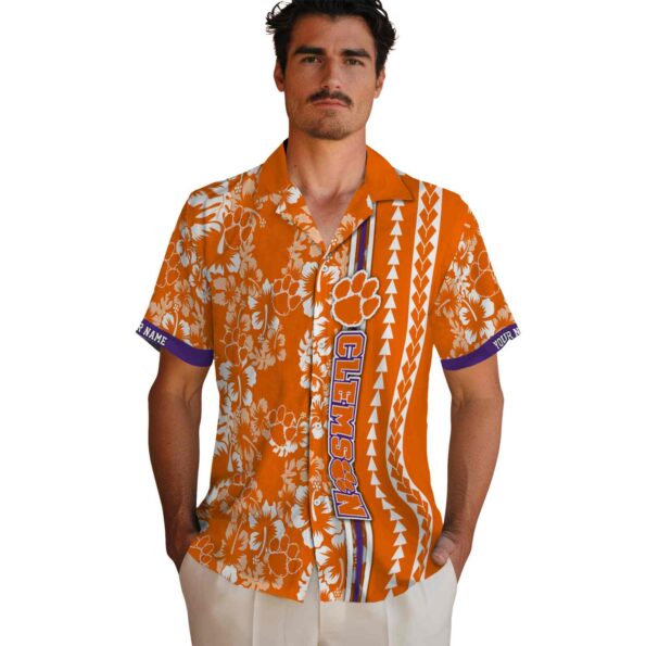 personalized clemson tigers hibiscus arrows orange white hawaiian shirt fashion forward