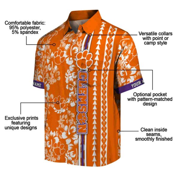personalized clemson tigers hibiscus arrows orange white hawaiian shirt new arrival