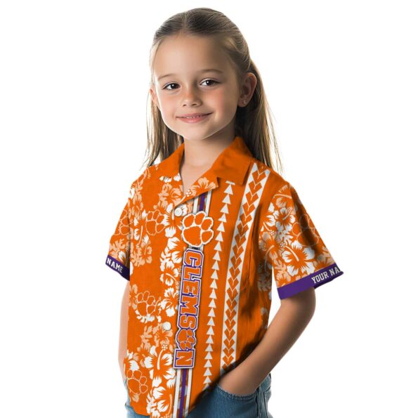personalized clemson tigers hibiscus arrows orange white hawaiian shirt premium grade