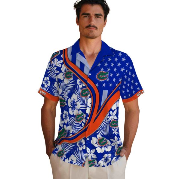 personalized florida gators floral wave blue white hawaiian shirt fashion forward