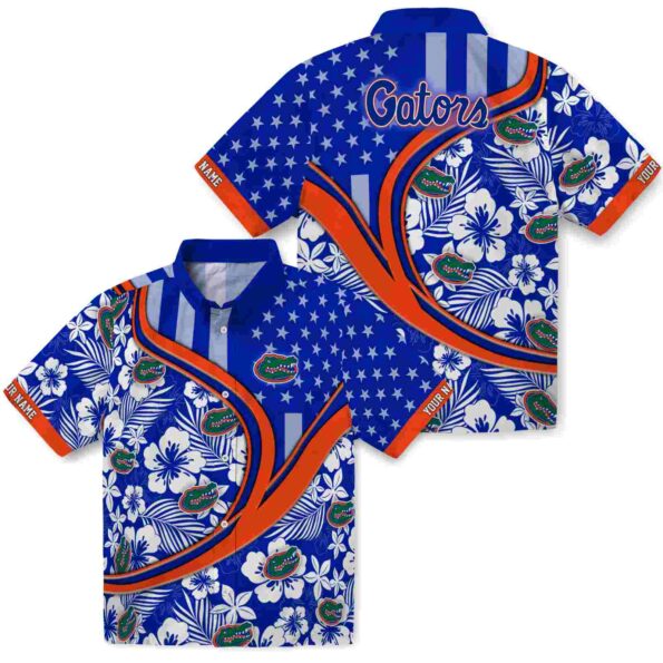 personalized florida gators floral wave blue white hawaiian shirt high quality