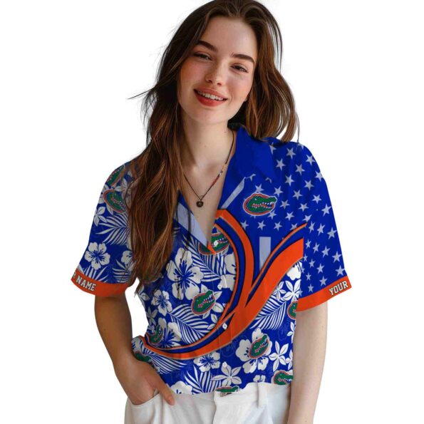 personalized florida gators floral wave blue white hawaiian shirt latest model