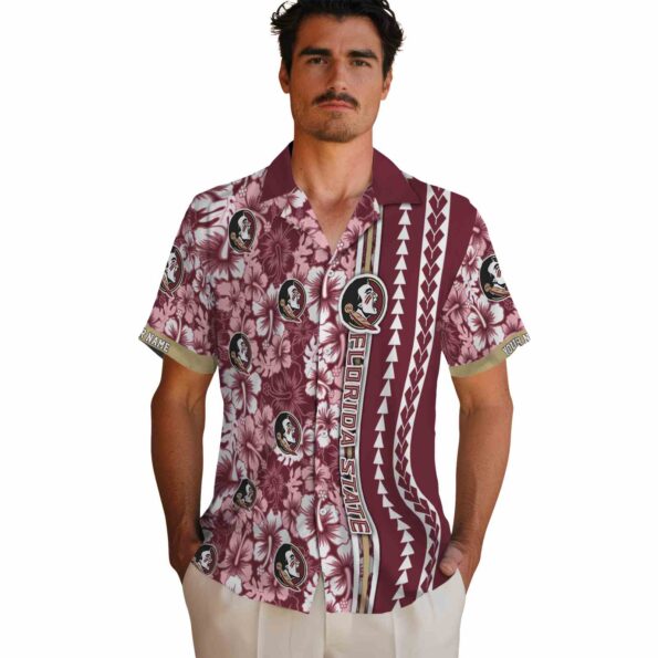 personalized florida state seminoles hibiscus arrows garnet white hawaiian shirt fashion forward