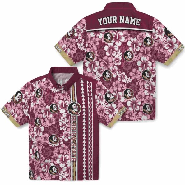 personalized florida state seminoles hibiscus arrows garnet white hawaiian shirt high quality