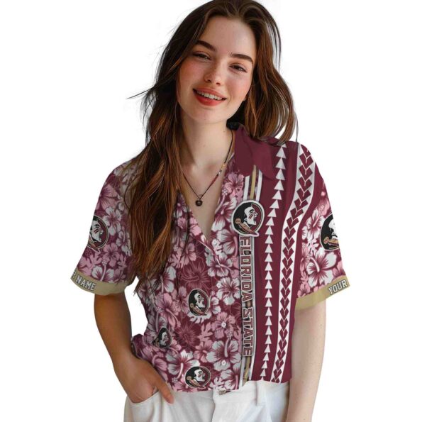 personalized florida state seminoles hibiscus arrows garnet white hawaiian shirt latest model