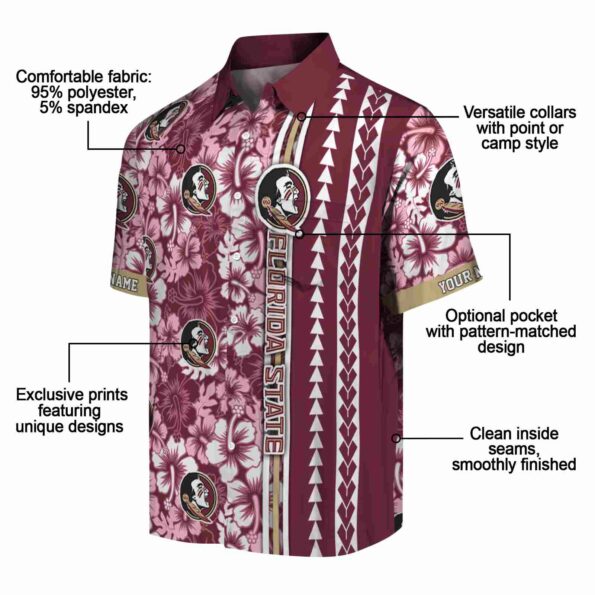 personalized florida state seminoles hibiscus arrows garnet white hawaiian shirt new arrival
