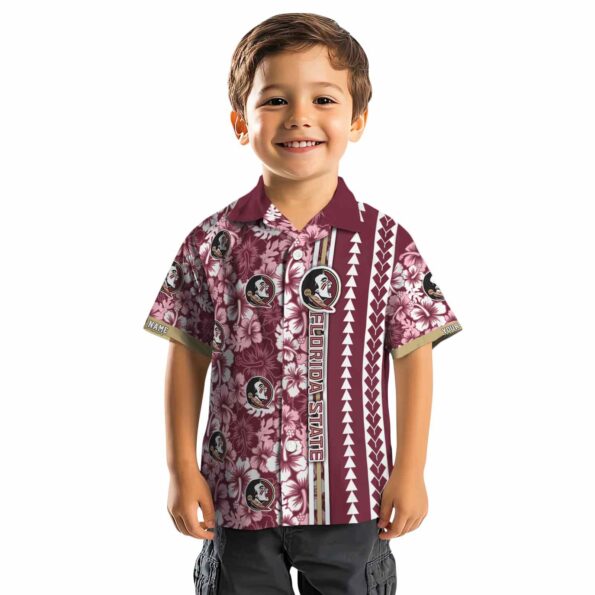 personalized florida state seminoles hibiscus arrows garnet white hawaiian shirt top rated
