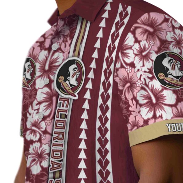 personalized florida state seminoles hibiscus arrows garnet white hawaiian shirt trendy