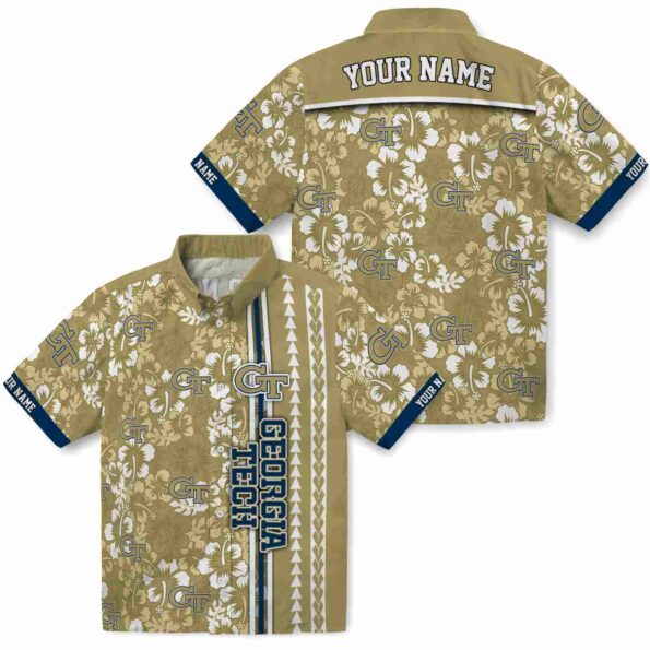 personalized-georgia-tech-yellow-jackets-hibiscus-arrows-gold-white-hawaiian-shirt-high-quality personalized georgia tech yellow jackets hibiscus arrows gold white hawaiian shirt high quality