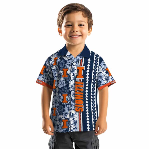 personalized illinois fighting illini hibiscus arrows blue white hawaiian shirt top rated