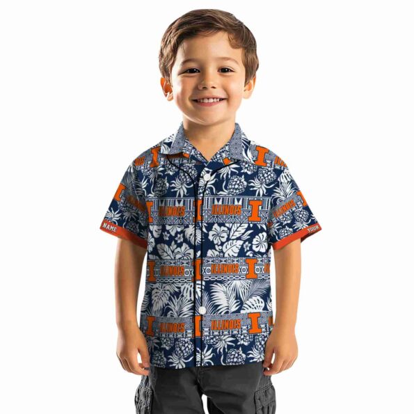 personalized illinois fighting illini tribal stripes blue white hawaiian shirt top rated