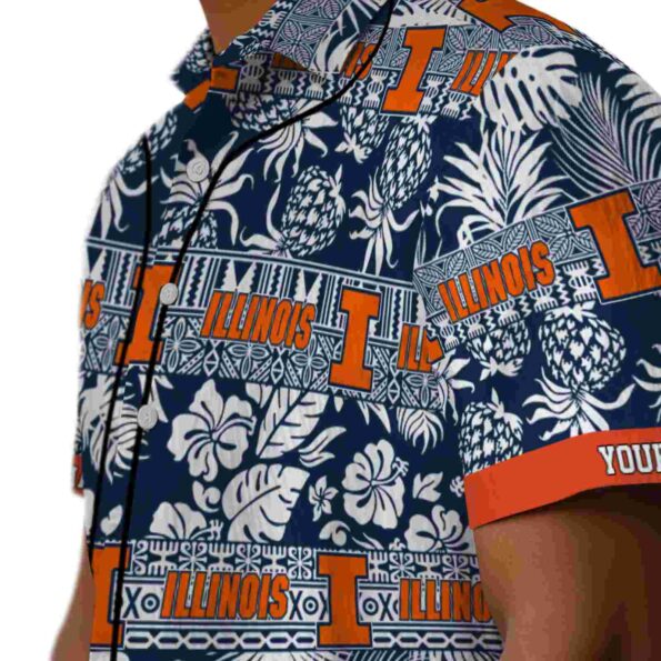 personalized illinois fighting illini tribal stripes blue white hawaiian shirt trendy