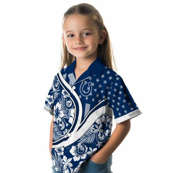 personalized indianapolis colts floral wave blue white hawaiian shirt premium grade
