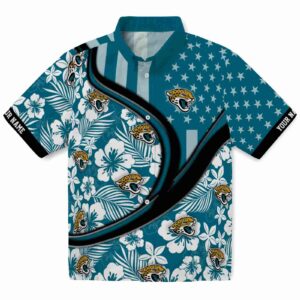 Personalized Jacksonville Jaguars Floral Wave Teal White Clog