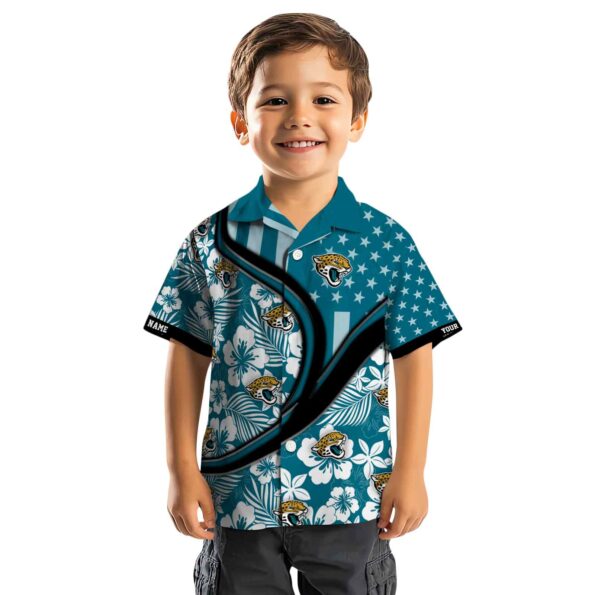 personalized jacksonville jaguars floral wave teal white hawaiian shirt top rated