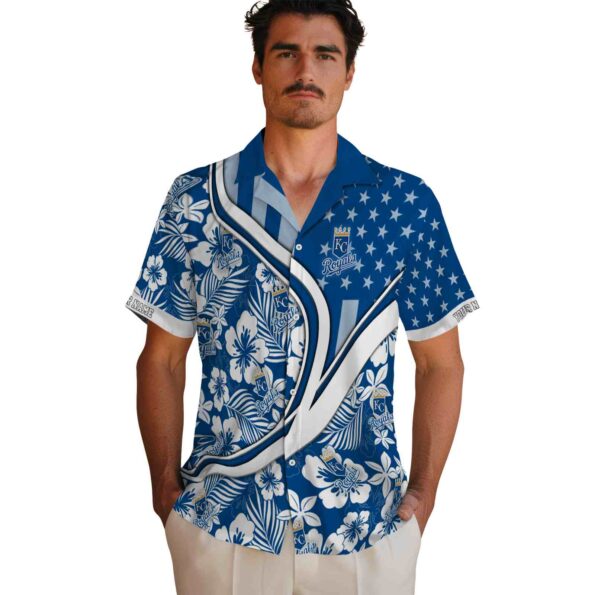 personalized kansas city royals floral wave royal blue white hawaiian shirt fashion forward