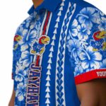 personalized-kansas-jayhawks-hibiscus-arrows-blue-white-hawaiian-shirt-best-selling