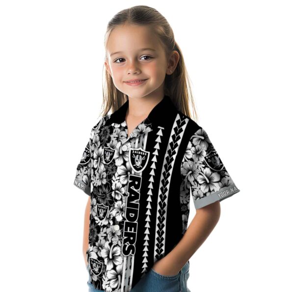 personalized-las-vegas-raiders-hibiscus-arrows-black-white-hawaiian-shirt-premium-grade personalized las vegas raiders hibiscus arrows black white hawaiian shirt premium grade