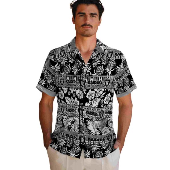 personalized-las-vegas-raiders-tribal-stripes-black-white-hawaiian-shirt-fashion-forward personalized las vegas raiders tribal stripes black white hawaiian shirt fashion forward