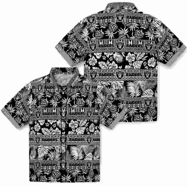 personalized-las-vegas-raiders-tribal-stripes-black-white-hawaiian-shirt-high-quality personalized las vegas raiders tribal stripes black white hawaiian shirt high quality