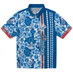 Personalized Los Angeles Dodgers Hibiscus Arrows Blue White Hawaiian Shirt