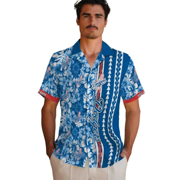personalized los angeles dodgers hibiscus arrows blue white hawaiian shirt fashion forward