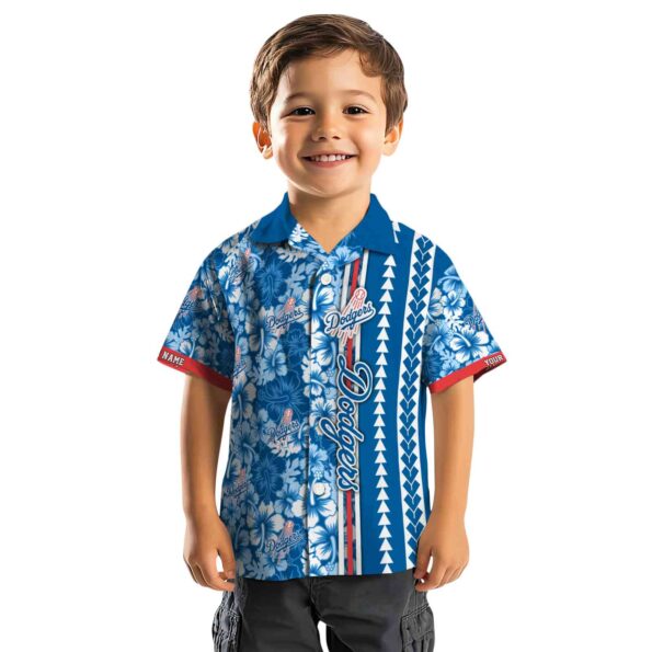personalized los angeles dodgers hibiscus arrows blue white hawaiian shirt top rated
