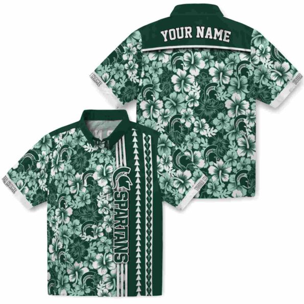 personalized-michigan-state-spartans-hibiscus-arrows-green-white-hawaiian-shirt-high-quality personalized michigan state spartans hibiscus arrows green white hawaiian shirt high quality