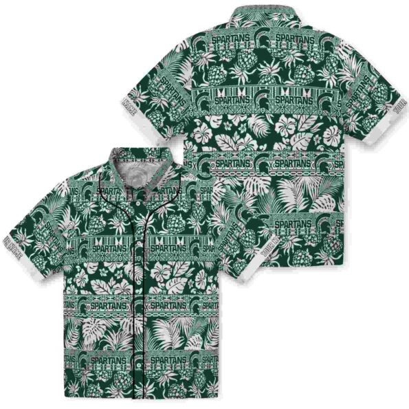 personalized-michigan-state-spartans-tribal-stripes-green-white-hawaiian-shirt-high-quality personalized michigan state spartans tribal stripes green white hawaiian shirt high quality