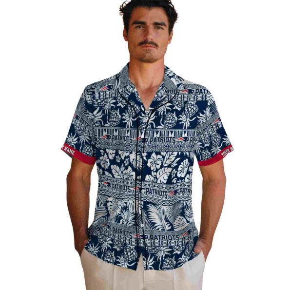 personalized new england patriots tribal stripes blue white hawaiian shirt fashion forward