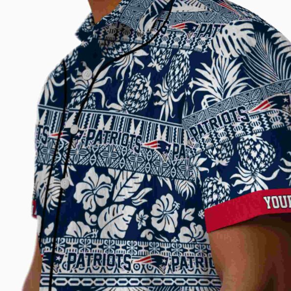 personalized new england patriots tribal stripes blue white hawaiian shirt trendy