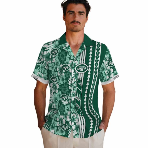 personalized-new-york-jets-hibiscus-arrows-green-white-hawaiian-shirt-fashion-forward personalized new york jets hibiscus arrows green white hawaiian shirt fashion forward