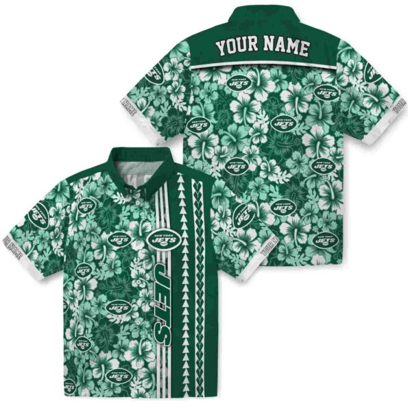 personalized-new-york-jets-hibiscus-arrows-green-white-hawaiian-shirt-high-quality personalized new york jets hibiscus arrows green white hawaiian shirt high quality
