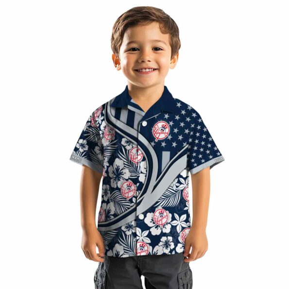 personalized new york yankees floral wave navy white hawaiian shirt top rated