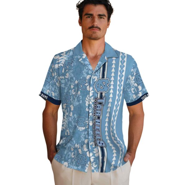 personalized-north-carolina-tar-heels-hibiscus-arrows-light-blue-white-hawaiian-shirt-fashion-forward personalized north carolina tar heels hibiscus arrows light blue white hawaiian shirt fashion forward