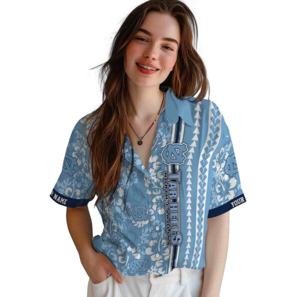 personalized-north-carolina-tar-heels-hibiscus-arrows-light-blue-white-hawaiian-shirt-latest-model personalized north carolina tar heels hibiscus arrows light blue white hawaiian shirt latest model